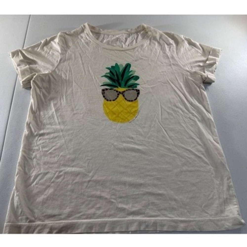 Kate Spade New York Pineapple Graphic Tee Cream Short Sleeve Shirt Medium